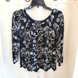 INC Women Top Dark Coquette Medium Floral Heavily Embroidered Whimsigoth 17469x